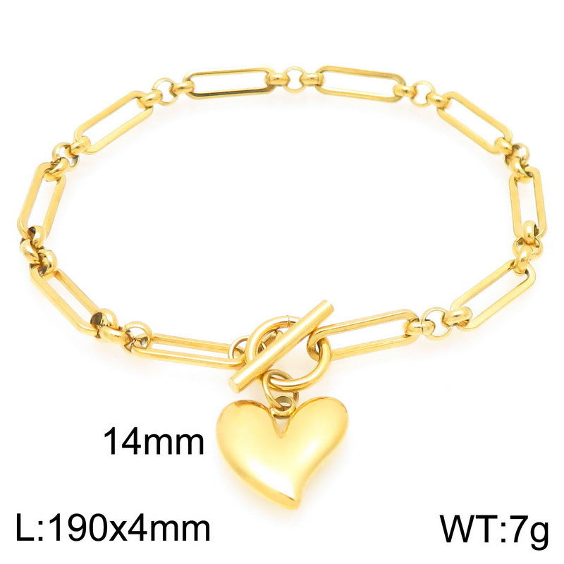 Celia Polished Stainless Steel Bracelet — 18K Gold PVD — FOG-BR-0024-GD