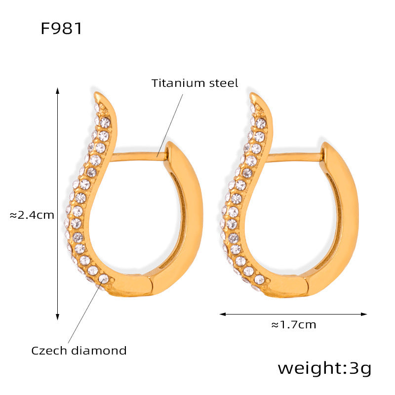 Pavé Crystal Stainless Steel Earrings — 18K Gold PVD — FOG-ER-0451-GD
