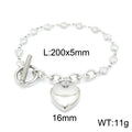 Heart Stainless Steel Bracelet — Polished Steel — FOG-BR-0003-ST
