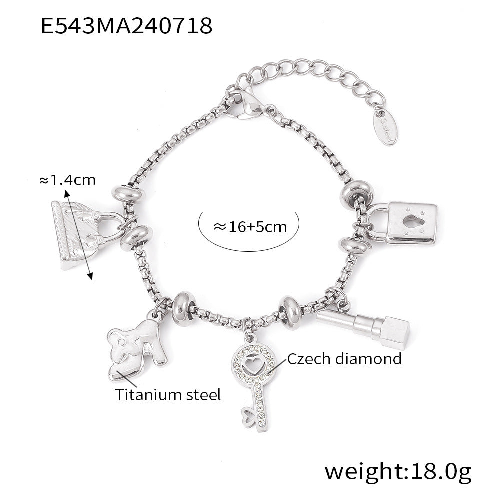 Aster Bold Stainless Steel Bracelet — Polished Steel — FOG-BR-0581-ST