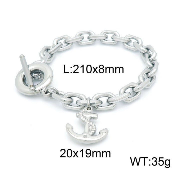 Cleo Minimalist Stainless Steel Bracelet — Polished Steel — FOG-BR-0046-ST