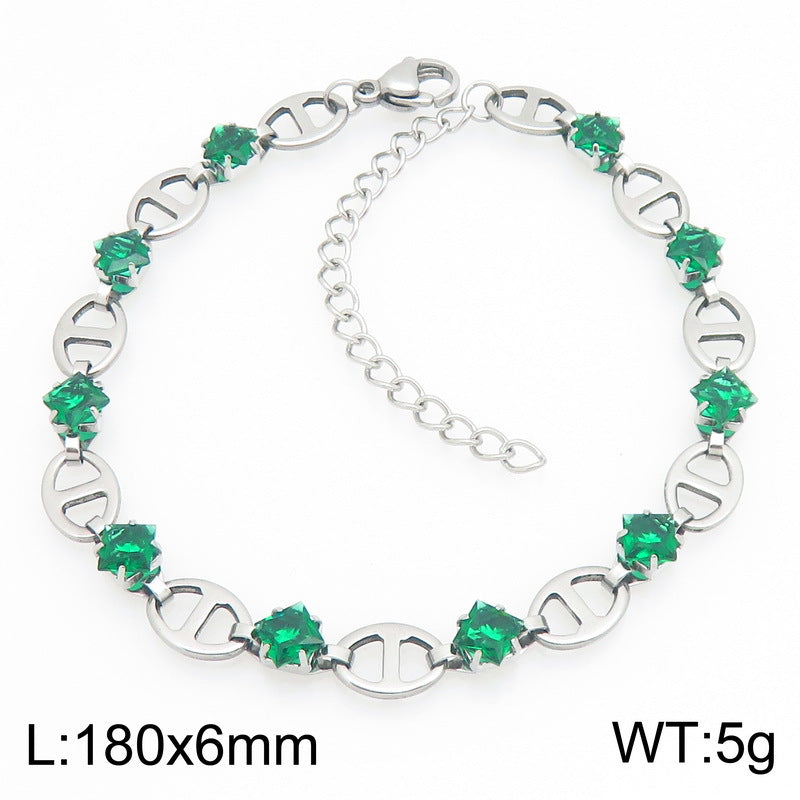 Nola Contemporary Stainless Steel Bracelet — Polished Steel — FOG-BR-0077-ST