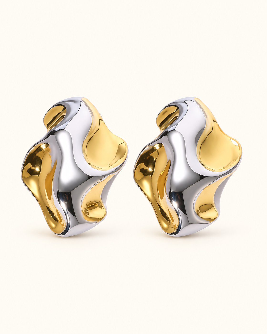 Abstract Two-Tone Sculptural Statement Earrings